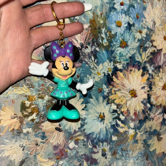 Disney Minnie Mouse Keychain with Teal Dress - Picture 1 of 5